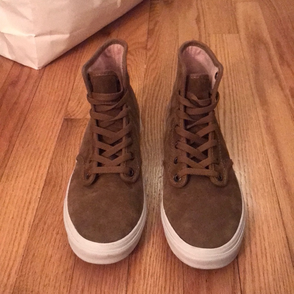 Brown suede high top vans